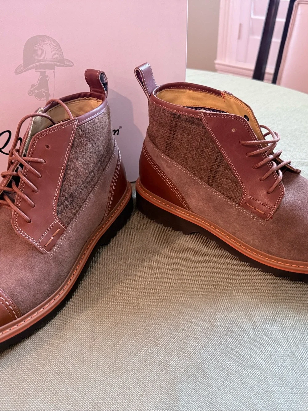 Robert Graham Bedford Chukka Boots 11.5 D Brown Multi Leather Suede Wool
